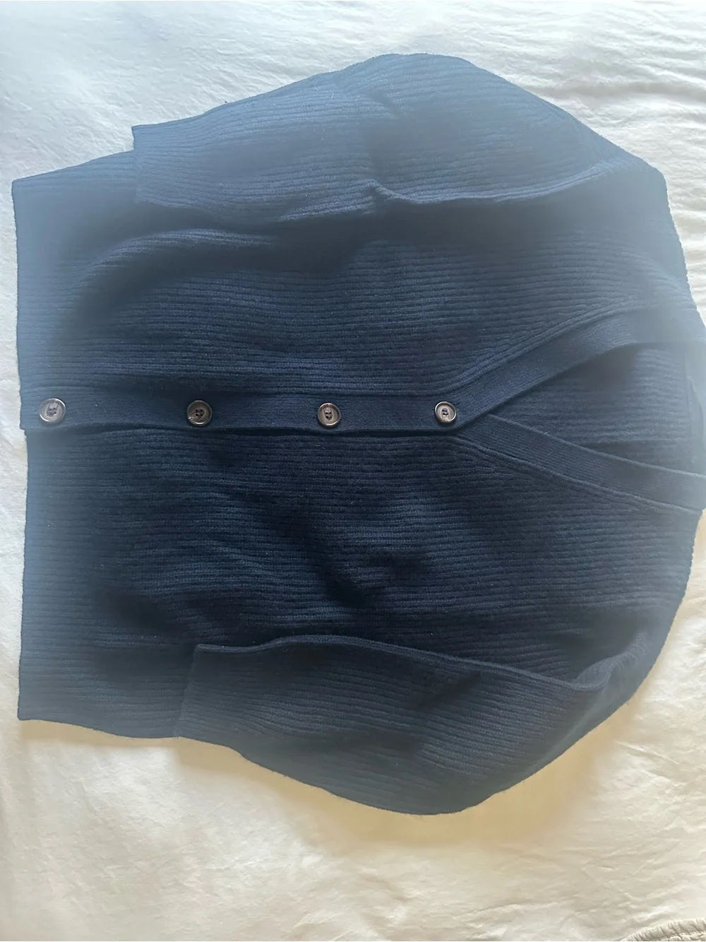 Jenni Kayne 100% Cashmere Navy Ribbed Button Cardigan Size S